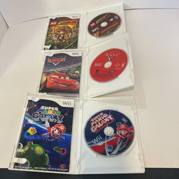 Nintendo Wii Video Game Bundle 3 Tested Super Mario Galaxy Cars Indiana Jones - Picture 13 of 13